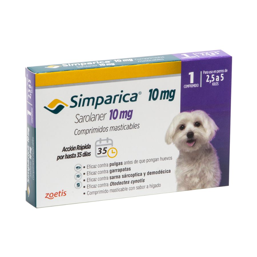 Simparica antiparasitario oral masticable para perros de 2.5 a 5 KG 1 comprimido, , large image number null